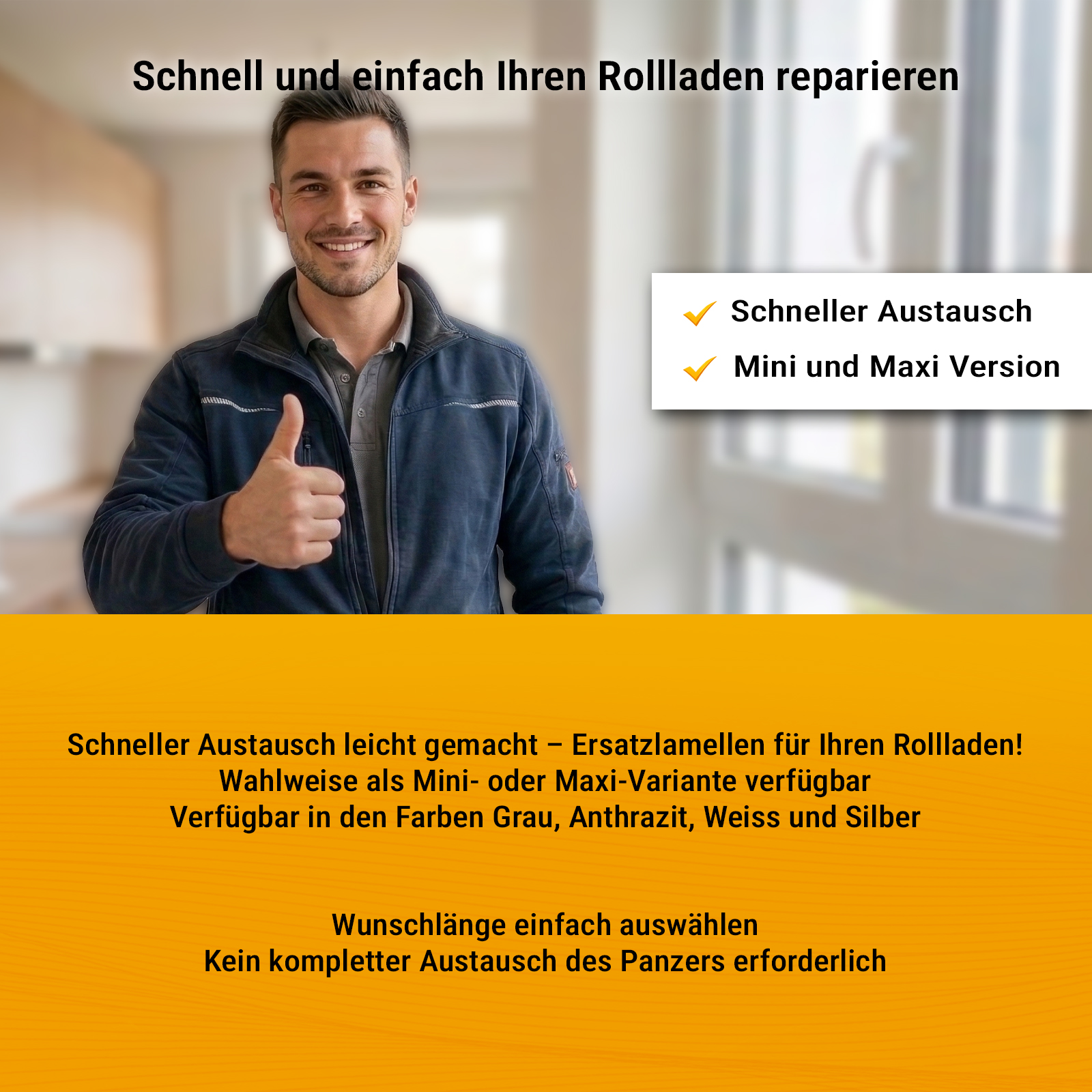 1x Rolladen Lamellen aus Aluminium in Silber, 37 mm Deckbreite, 980 mm Länge
