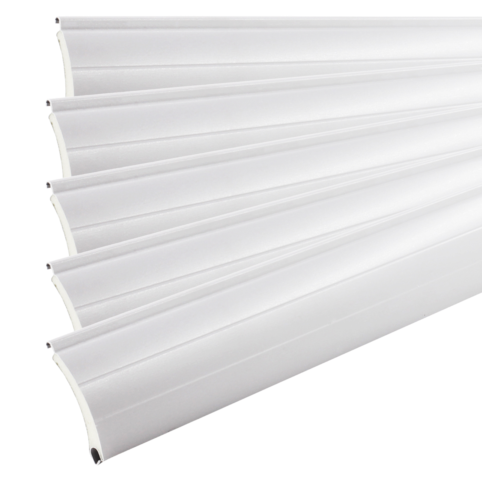 10x Rolladen Lamellen aus Aluminium ohne Lichtschlitze Silber, 52mm Deckbreite, 1150mm Länge