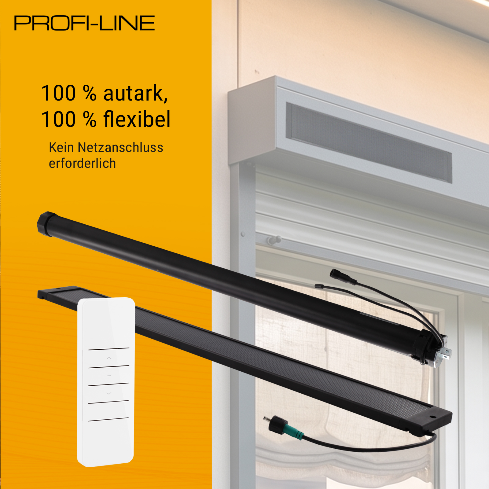 Profi-Line Solarpaket Mini Rollladenmotor u. Solarpanel Zugkraft 13Nm / 36kg SW40 12V inkl. bidirektionalem 1-Kanal-Handsender