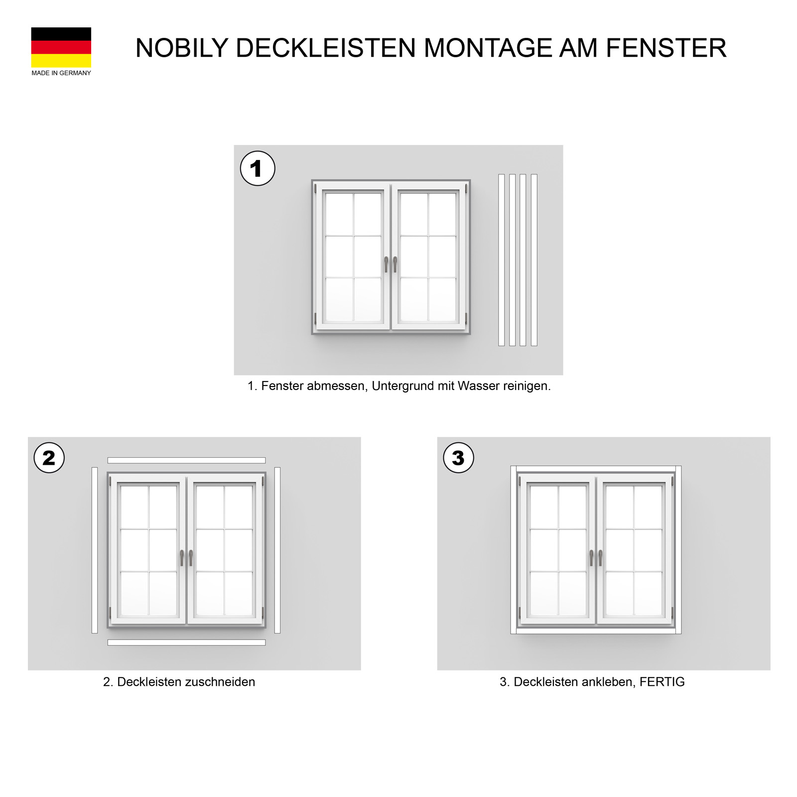 Deckleiste - Fensterleiste Weiß Breite 30mm/ Länge 1950mm -12 Stück