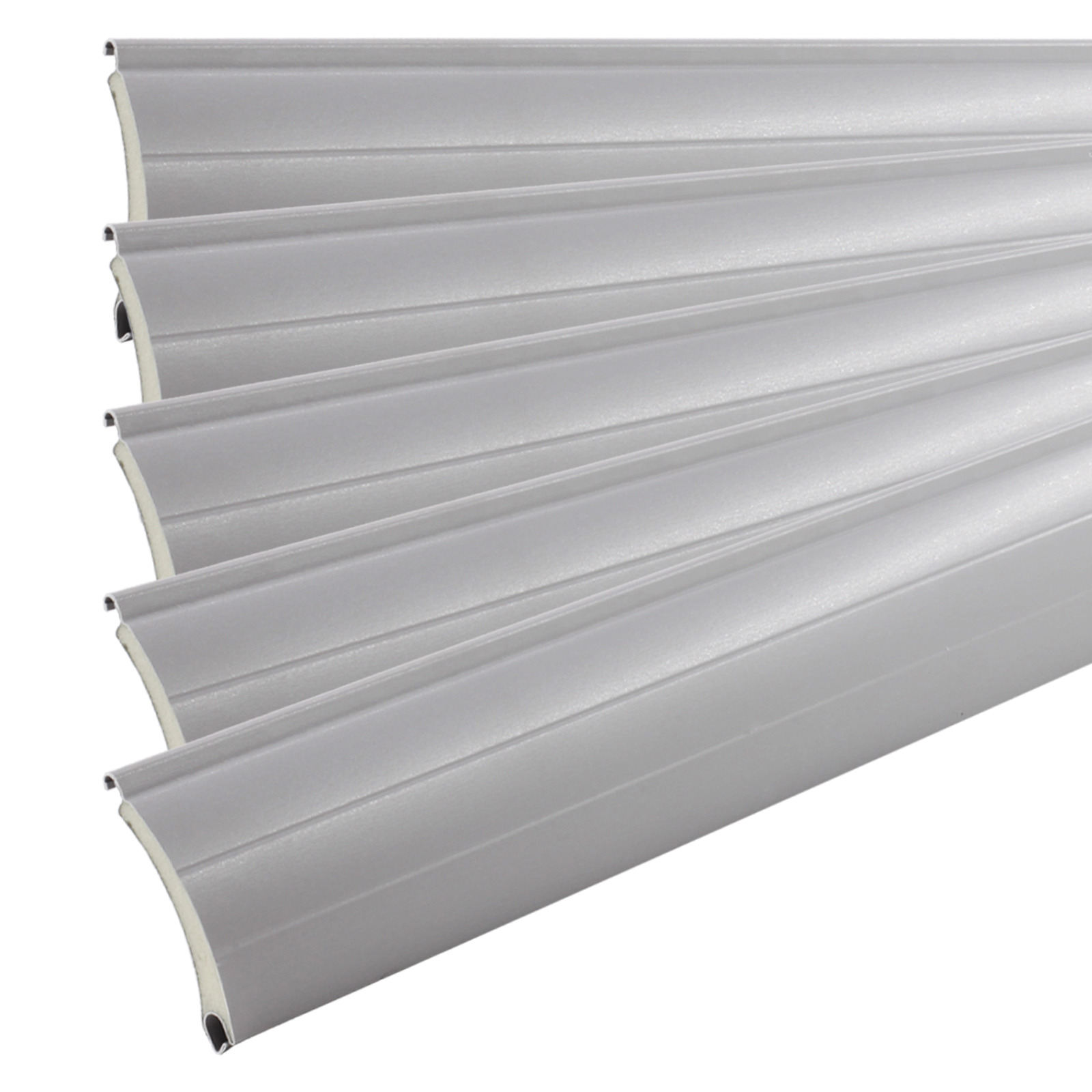 1x Rolladen Lamelle aus Aluminium ohne Lichtschlitze in Grau, 52mm Deckbreite, 980mm Länge