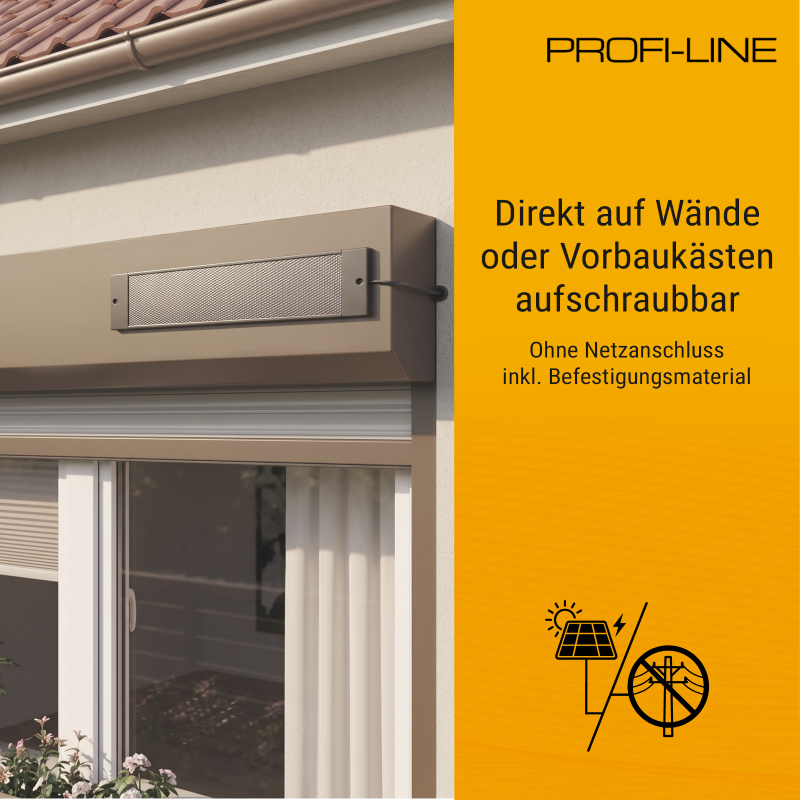 Profi-Line Solarpaket Maxi Rollladenmotor u. Solarpanel Zugkraft 20Nm / 50kg SW60 12V inkl. bidirektionalem 1-Kanal-Handsender