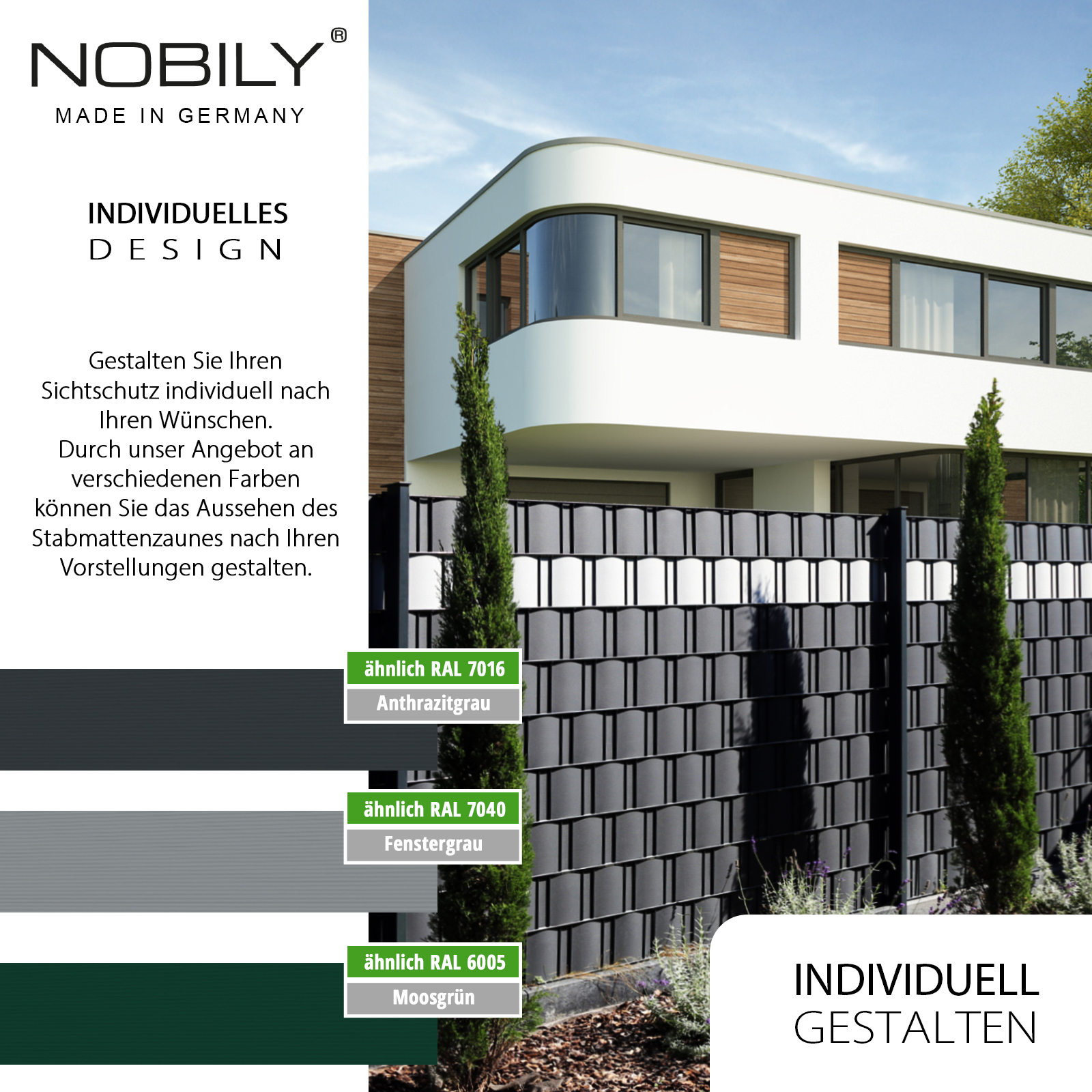 Sichtschutz_design PREMIUM Zaunsichtschutz-Streifen HART-PVC, 2535 x 190 mm