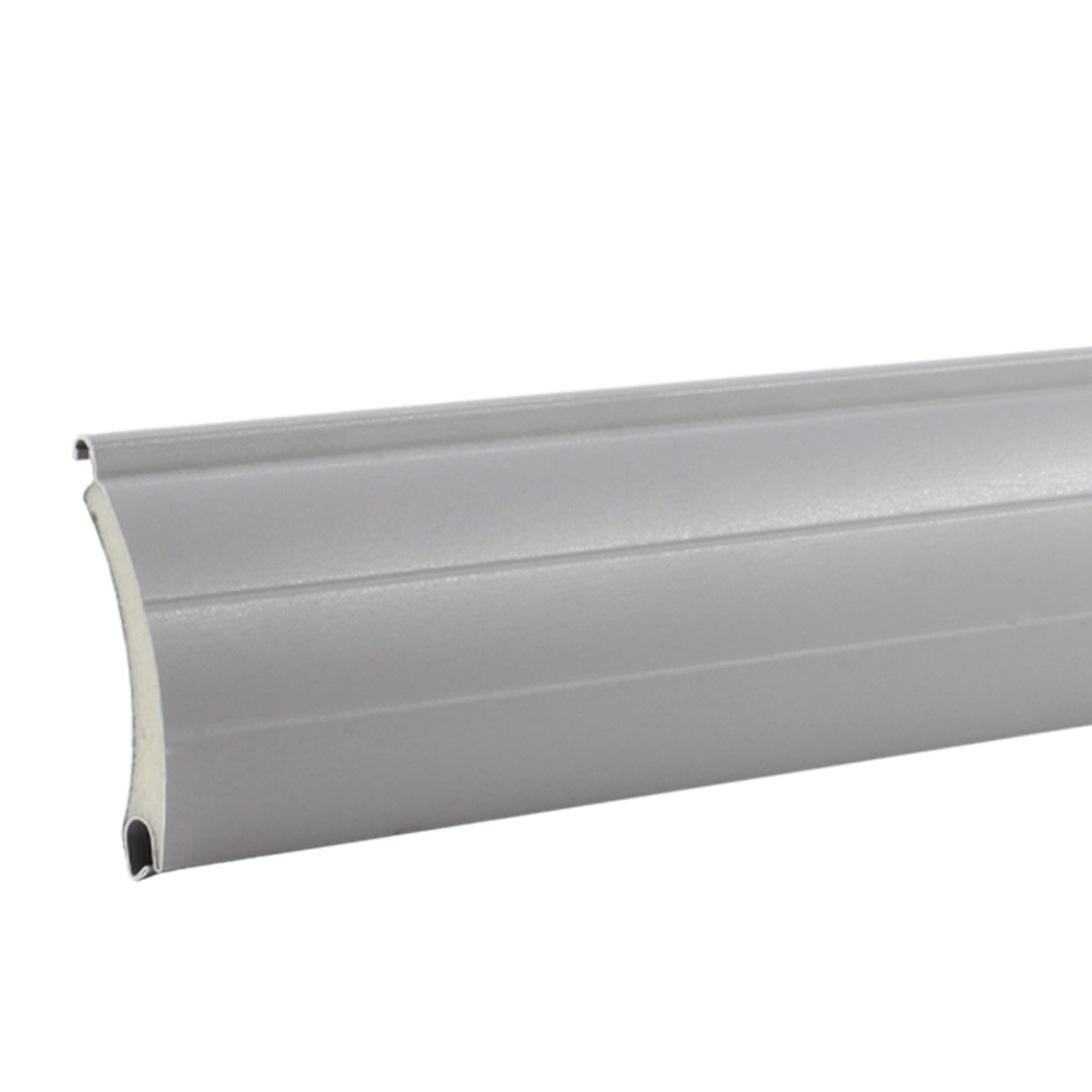 1x Rolladen Lamelle aus Aluminium ohne Lichtschlitze in Grau, 52mm Deckbreite, 980mm Länge