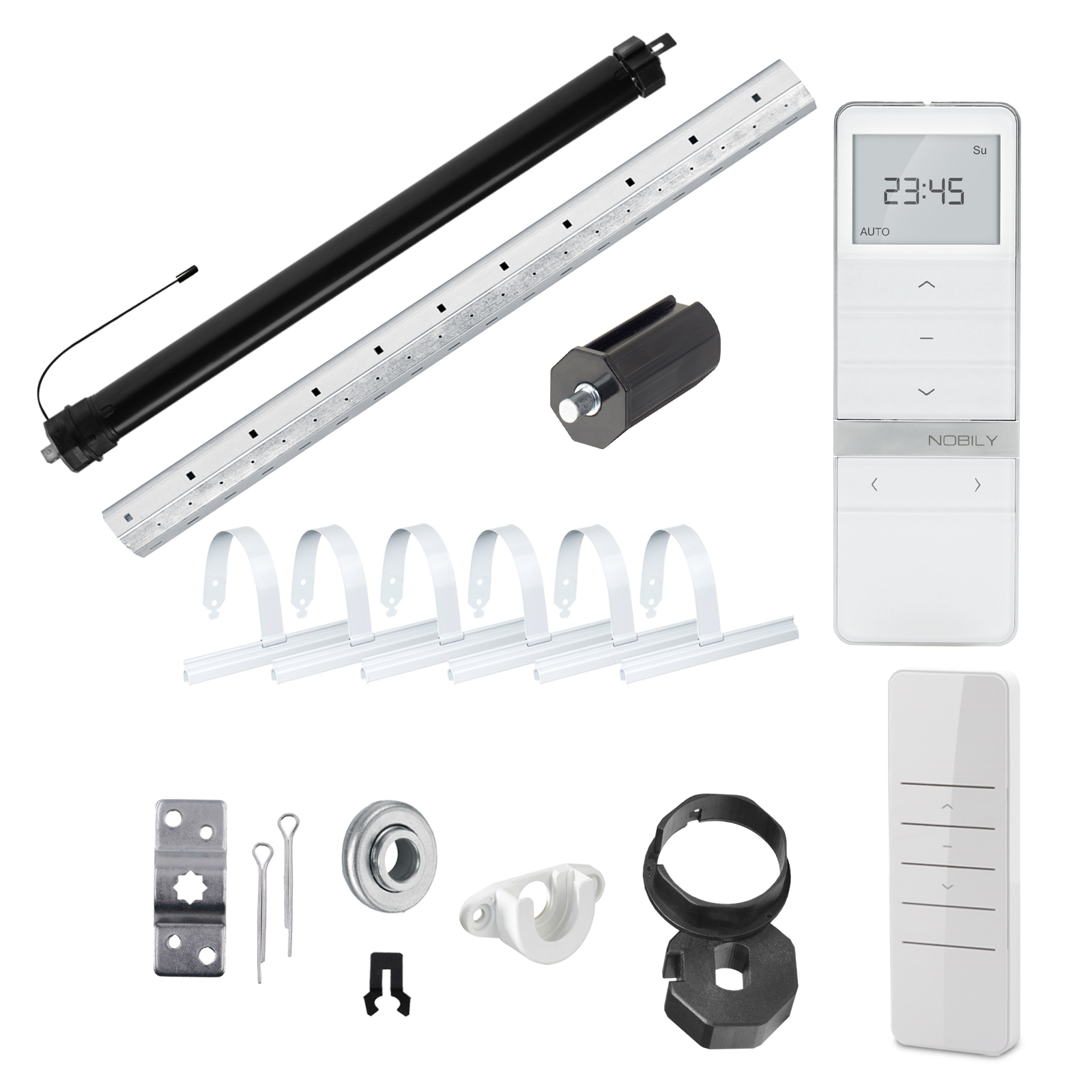 NOBILY Komplettset inkl. Funk-Rollladenmotor PRE4, Rollladenwelle 100-200cm u. Funk-Handsender Timer Exquisit Zugkraft 13Nm / 36kg SW40