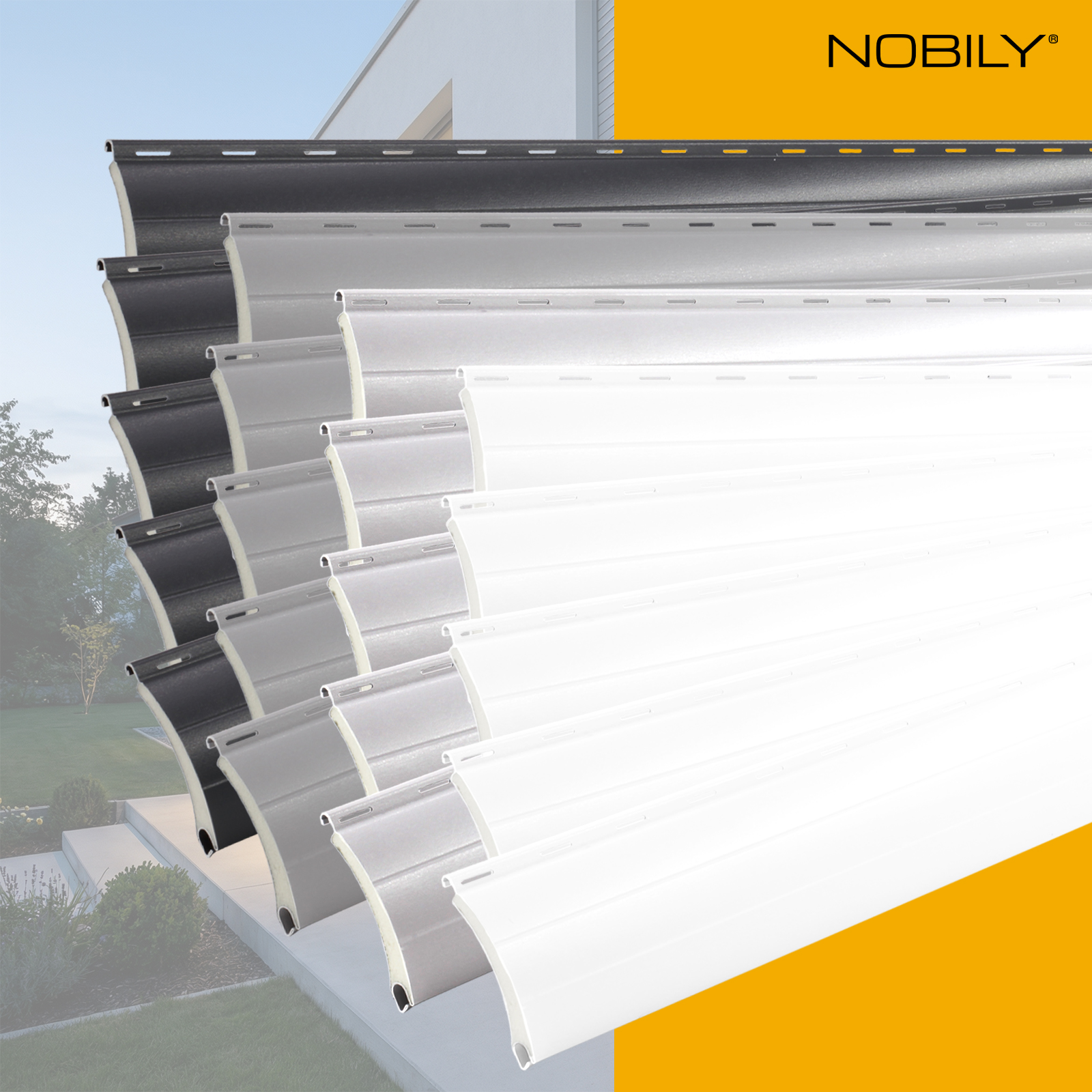 1x Rolladen Lamelle aus Aluminium in Grau, 52mm Deckbreite, 980mm Länge