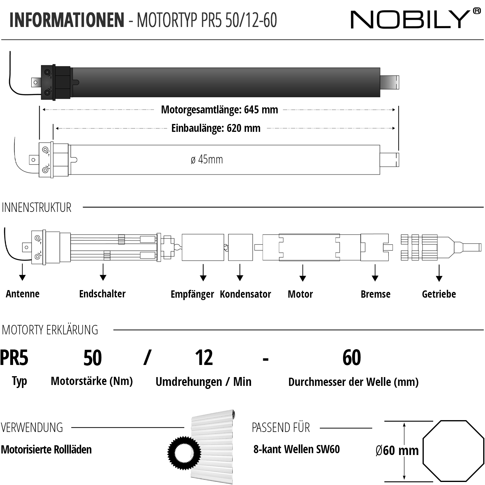 Nobily Rolladenmotor PR5 50NM