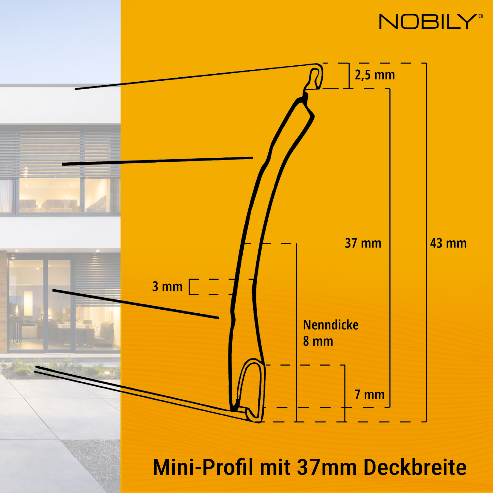 1x Rolladen Lamelle aus Aluminium ohne Lichtschlitze in Grau, 37mm Deckbreite, 980mm Länge