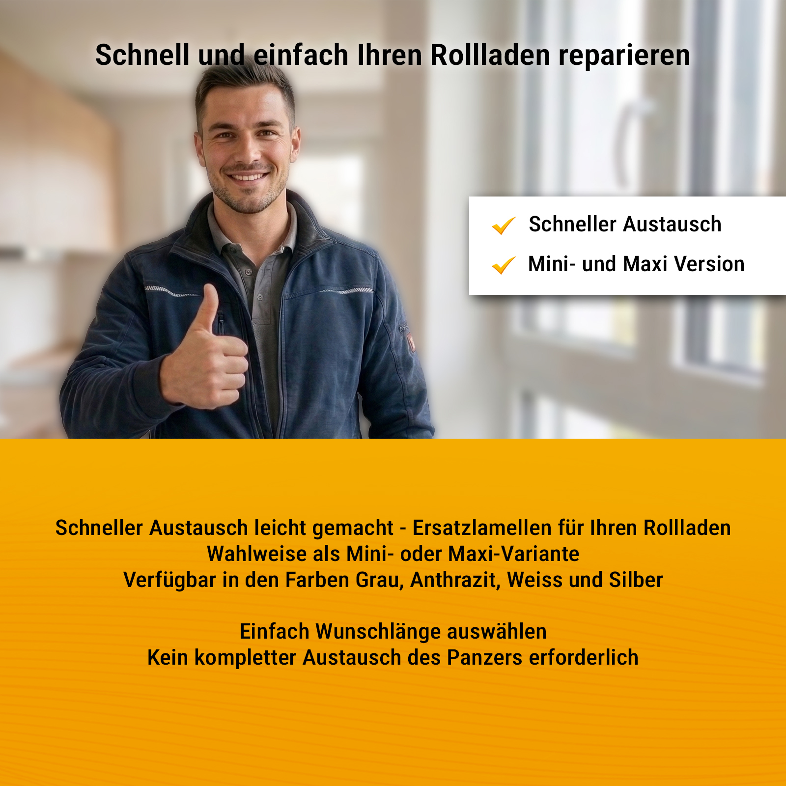10x Rolladen Lamellen aus Aluminium ohne Lichtschlitze Silber, 52mm Deckbreite, 1150mm Länge