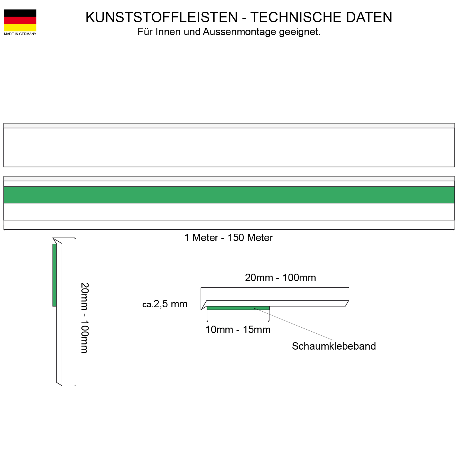 Fensterleisten Flachleisten in grau Made in Germany golden-oak 25 m 3,20/€ //m OHNE LIPPE anthrazit braun dunkelbraun 1 m bis 50 m Fensterleiste Flachleiste Abdeckleiste 30mm H/öhe