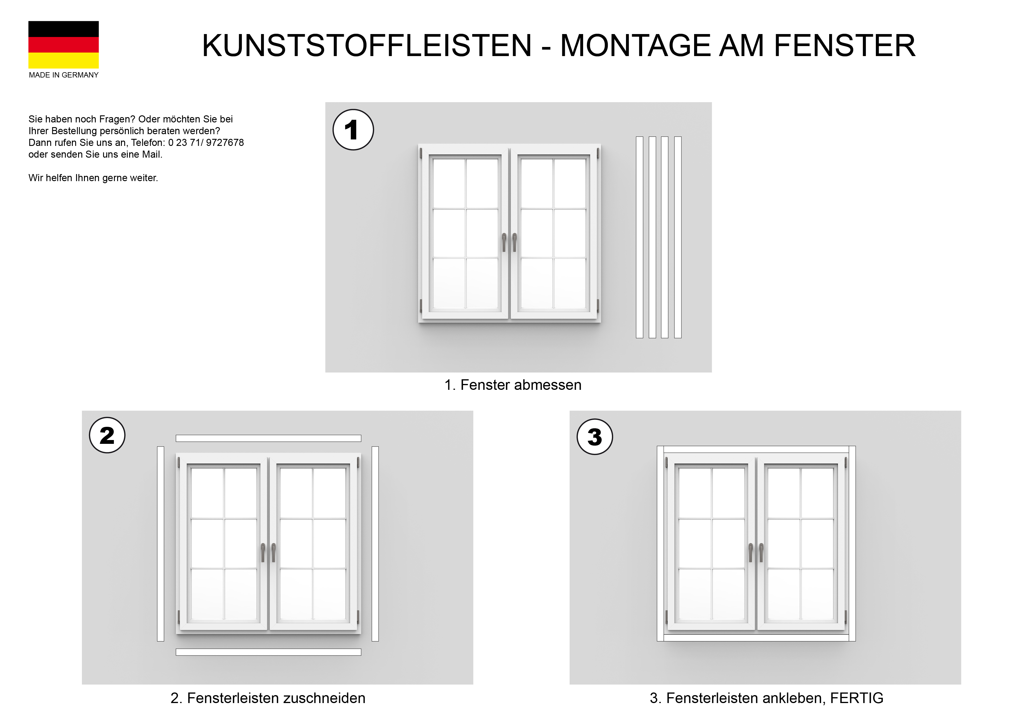 Fensterleiste Flachprofil PVC selbstklebend 20mm Breit 5m lang Abdeckleiste